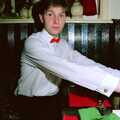 Sean with a bow tie, Bransgore Barbeque and Soman-Wherry Drinks, Dorset and Norwich - 2nd April 1988