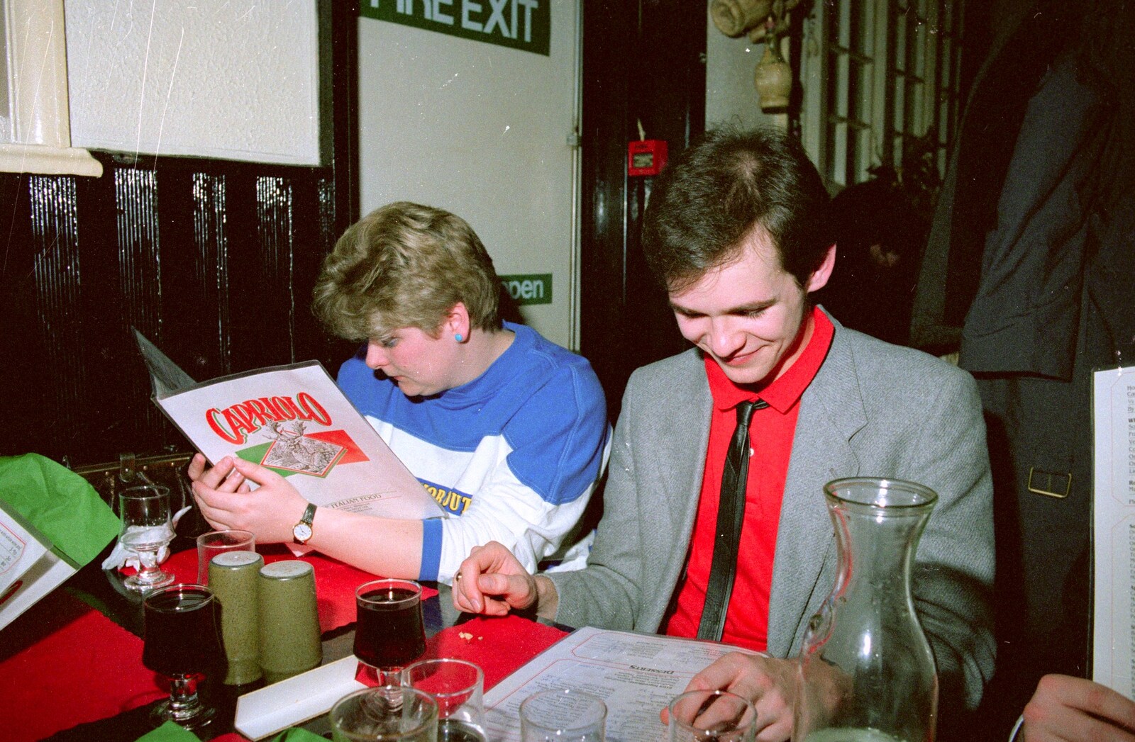 Anna and Phil scope the menu from Bransgore Barbeque and Soman-Wherry Drinks, Dorset and Norwich - 2nd April 1988