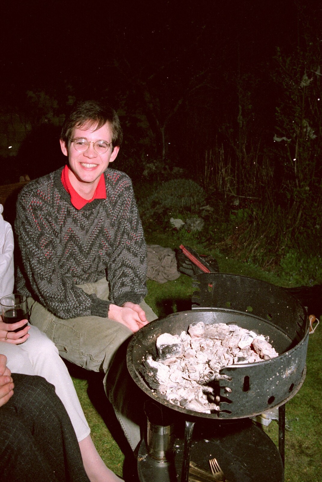 Phil by the barbeque from Bransgore Barbeque and Soman-Wherry Drinks, Dorset and Norwich - 2nd April 1988
