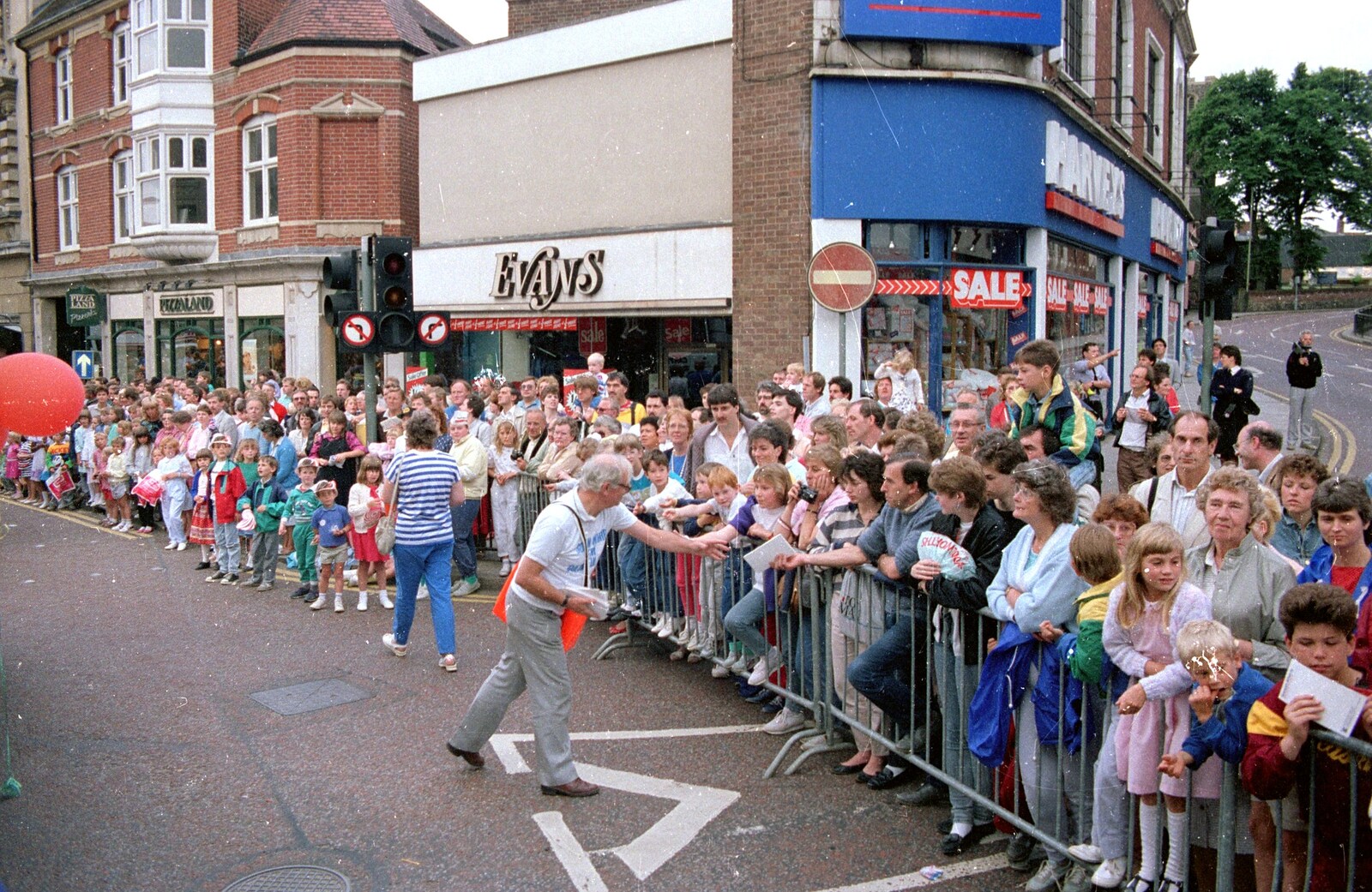Bill Butler hands stuff out near Westlegate from Soman-Wherry and the Lord Mayor's Parade, Norwich - 3rd May 1988