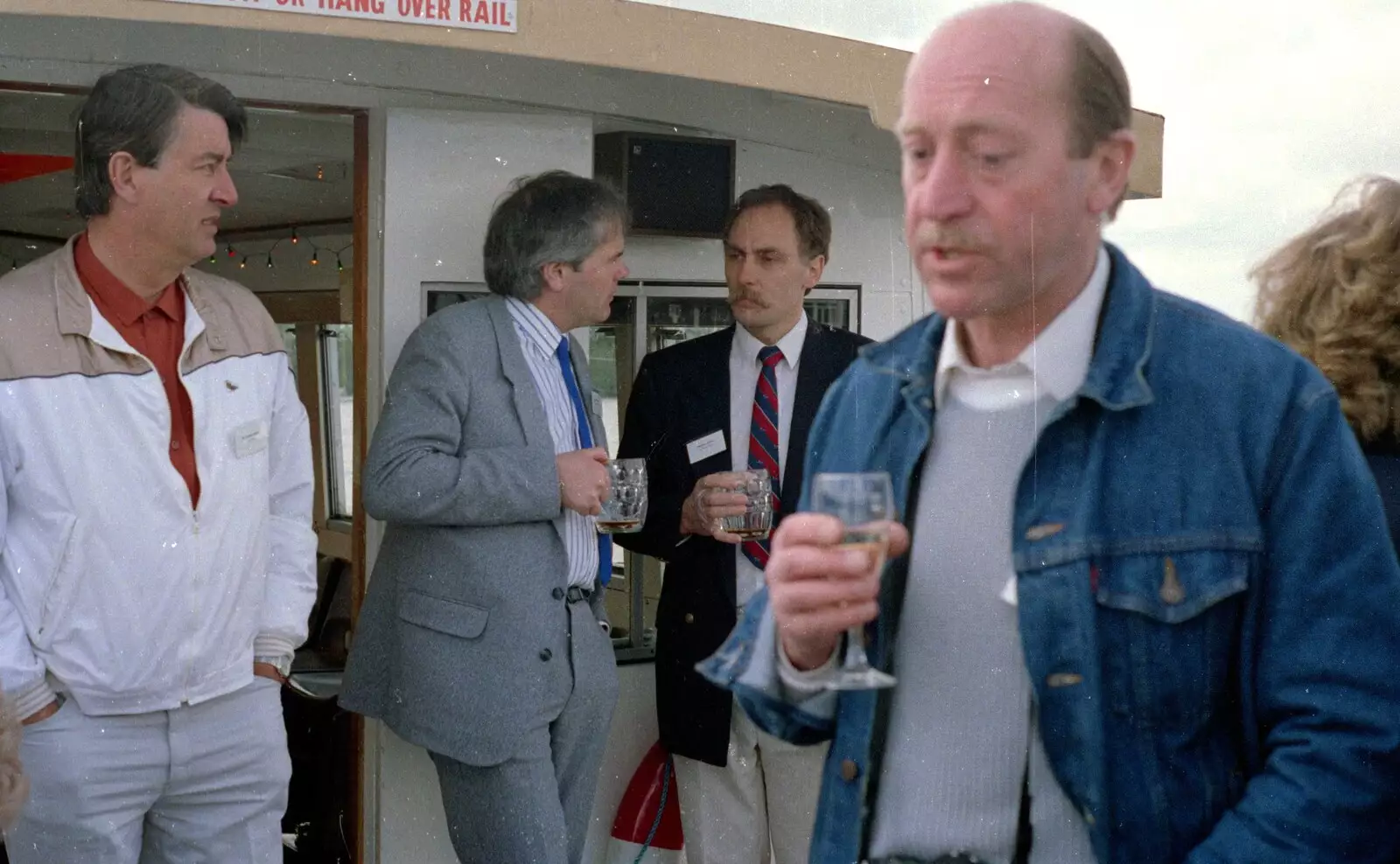 Alan Smith chats to someone, from A Soman-Wherry Press Boat Trip, Horning, The Broads, Norfolk - 8th May 1988