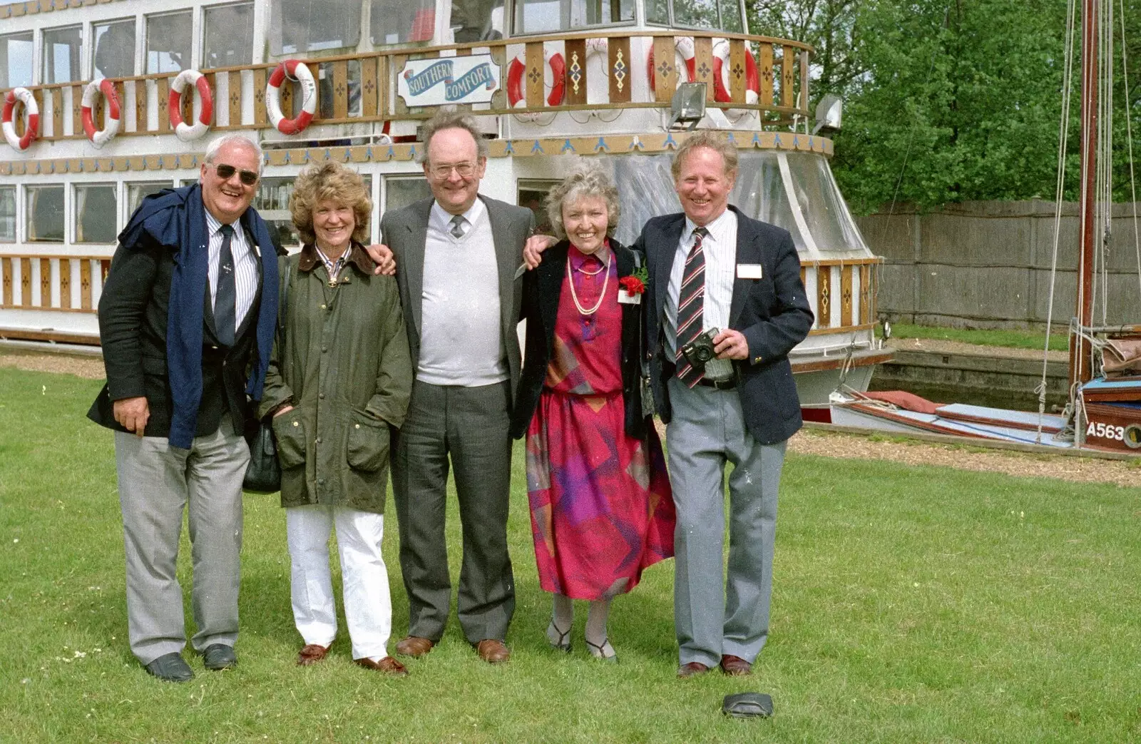 Bob Calton, Customer Liason (centre), from A Soman-Wherry Press Boat Trip, Horning, The Broads, Norfolk - 8th May 1988