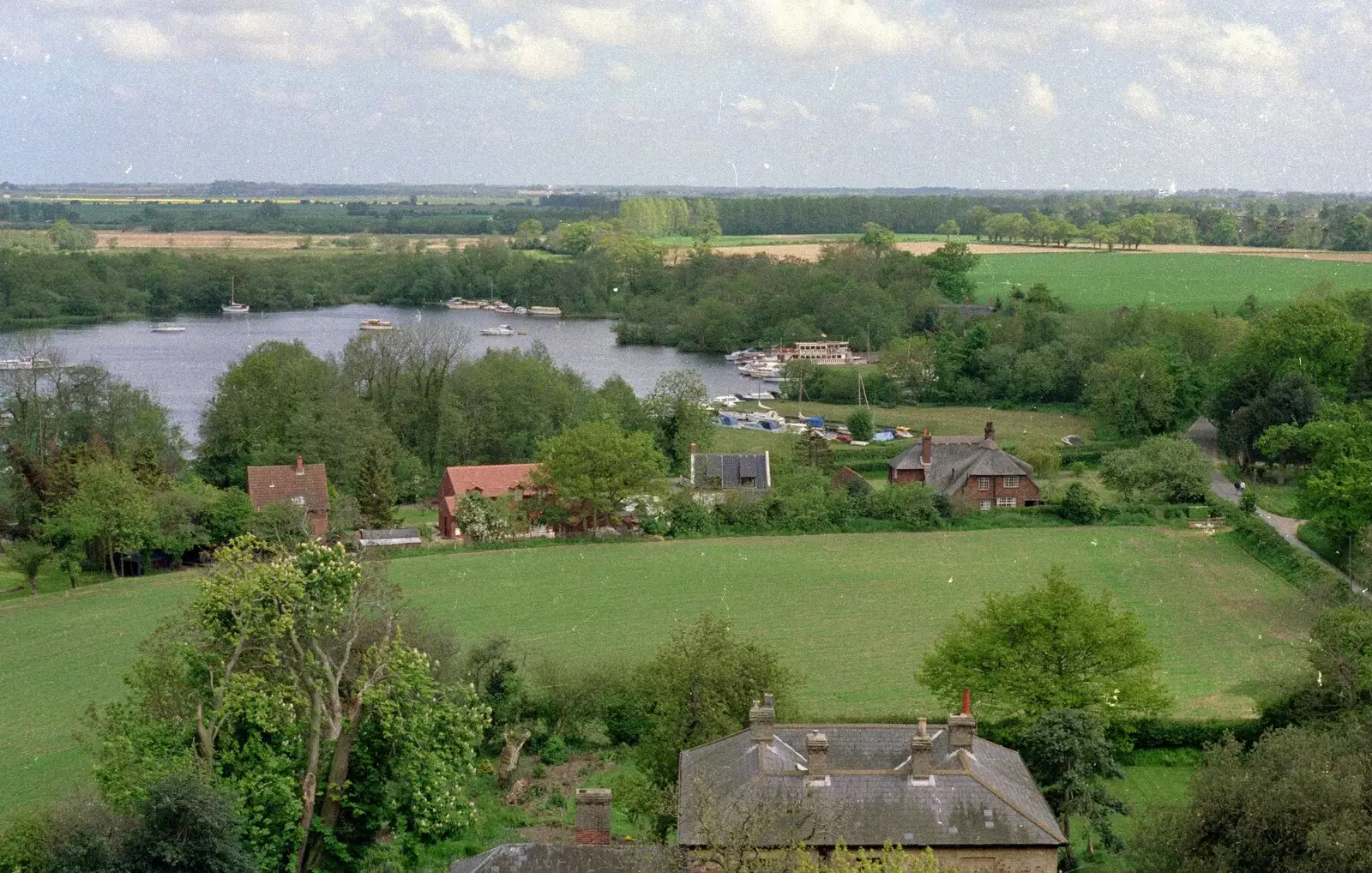 A view of Horning Broad from a church, from A Soman-Wherry Press Boat Trip, Horning, The Broads, Norfolk - 8th May 1988