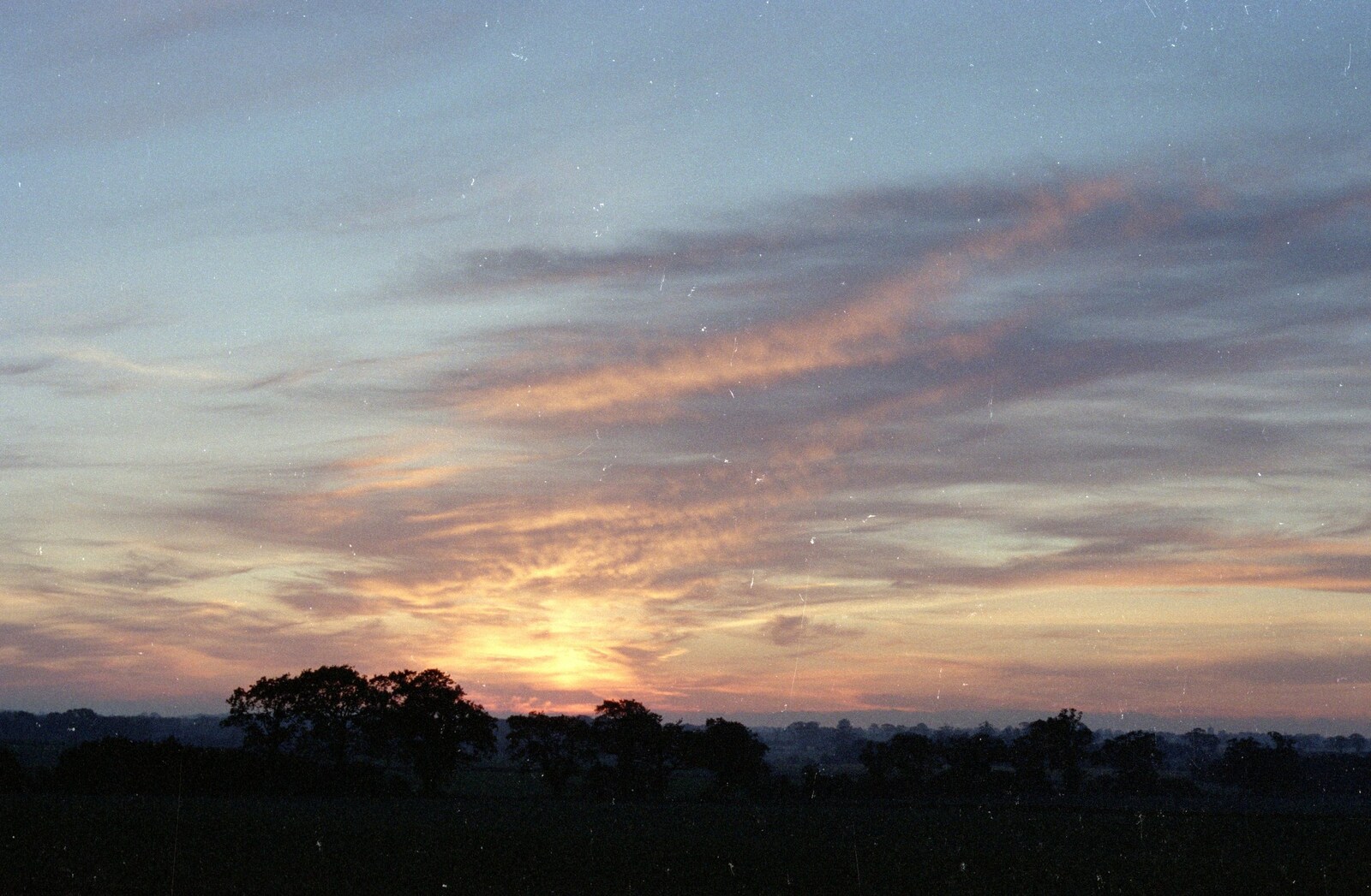 Another sunset over the fields of Red House from Sewell's Cottage Garden Telly, Red House, Norfolk - 14th May 1988