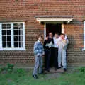 The lads mess around outside the front door, The Plymouth Gang Visits Nosher in the Sticks, Red House, Buxton, Norfolk - 20th May 1988