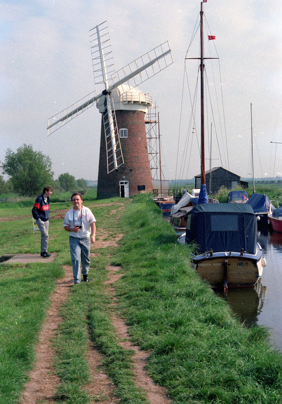 Dave and Andy near Horsey Wind Pump from The Plymouth Gang Visits Nosher in the Sticks, Red House, Buxton, Norfolk - 20th May 1988