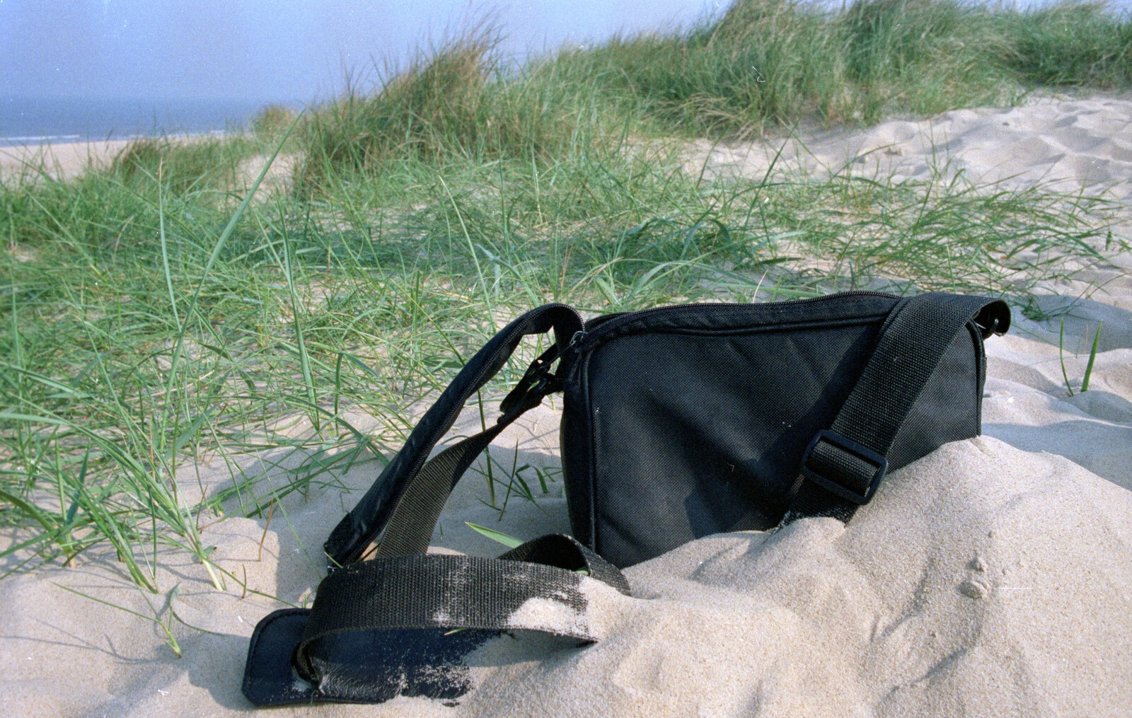 Nosher's camera bag in the dunes from The Plymouth Gang Visits Nosher in the Sticks, Red House, Buxton, Norfolk - 20th May 1988
