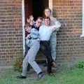 Dave, Chris, Riki and Andy mess about, The Plymouth Gang Visits Nosher in the Sticks, Red House, Buxton, Norfolk - 20th May 1988