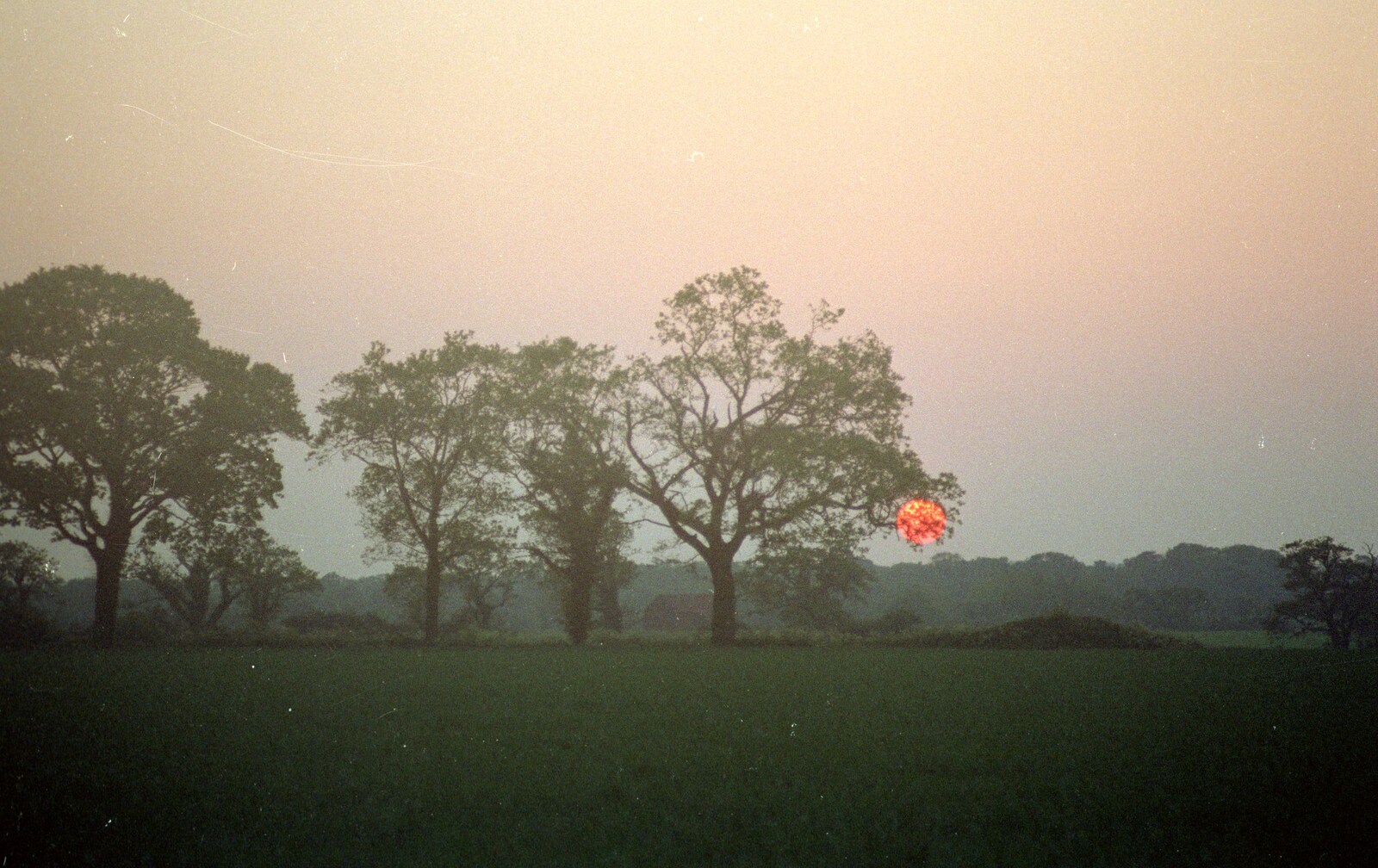 A sunset over the fields of North Norfolk from Somans: Nosher's 21st Birthday at the Soman-Wherry Press, Norwich, Norfolk - 26th May 1988