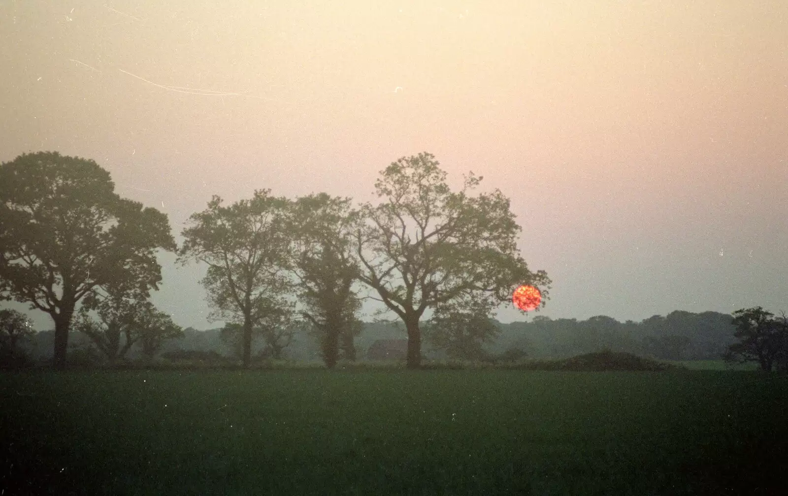 A sunset over the fields of North Norfolk, from Somans: Nosher's 21st Birthday at the Soman-Wherry Press, Norwich, Norfolk - 26th May 1988