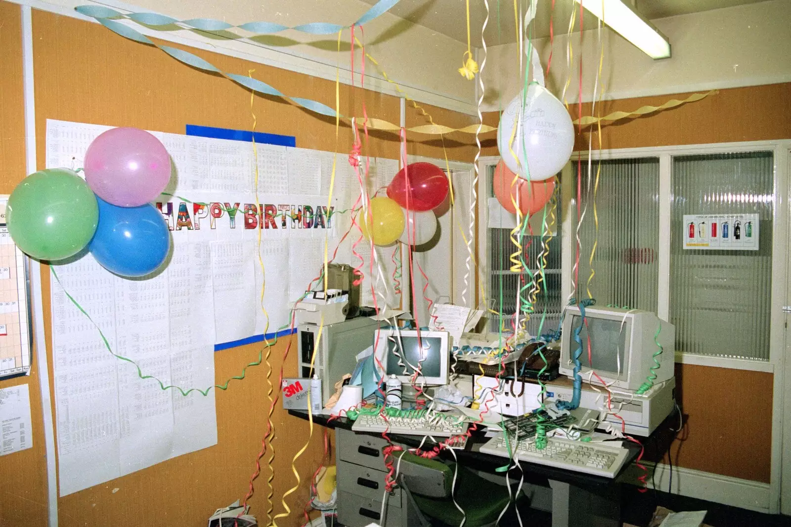 The decorated desk, with a Wang and an Opus PC IV, from Somans: Nosher's 21st Birthday at the Soman-Wherry Press, Norwich, Norfolk - 26th May 1988