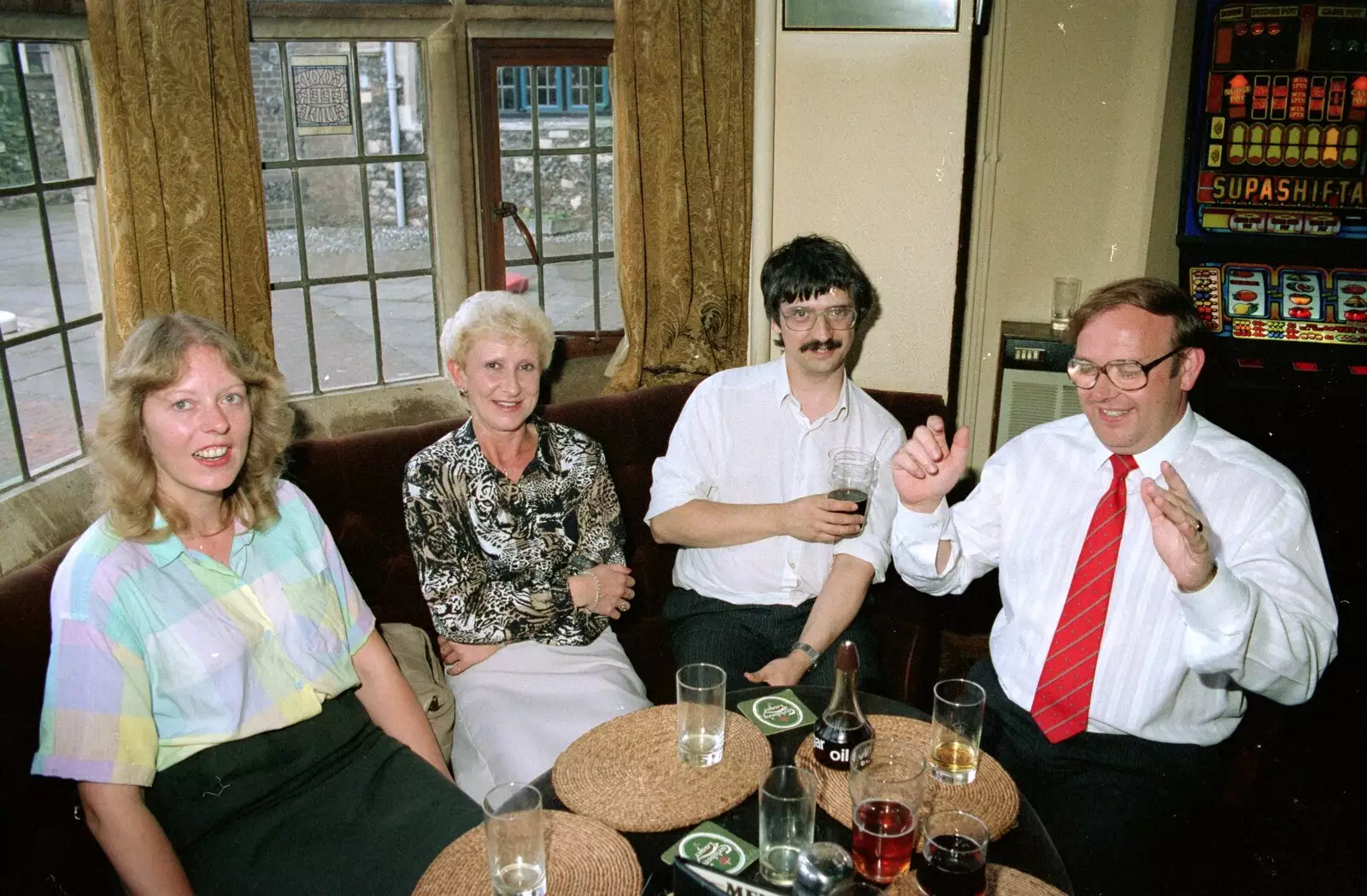 Sue, Valerie, 'Fishy' Herring and Mike , from Somans: Nosher's 21st Birthday at the Soman-Wherry Press, Norwich, Norfolk - 26th May 1988