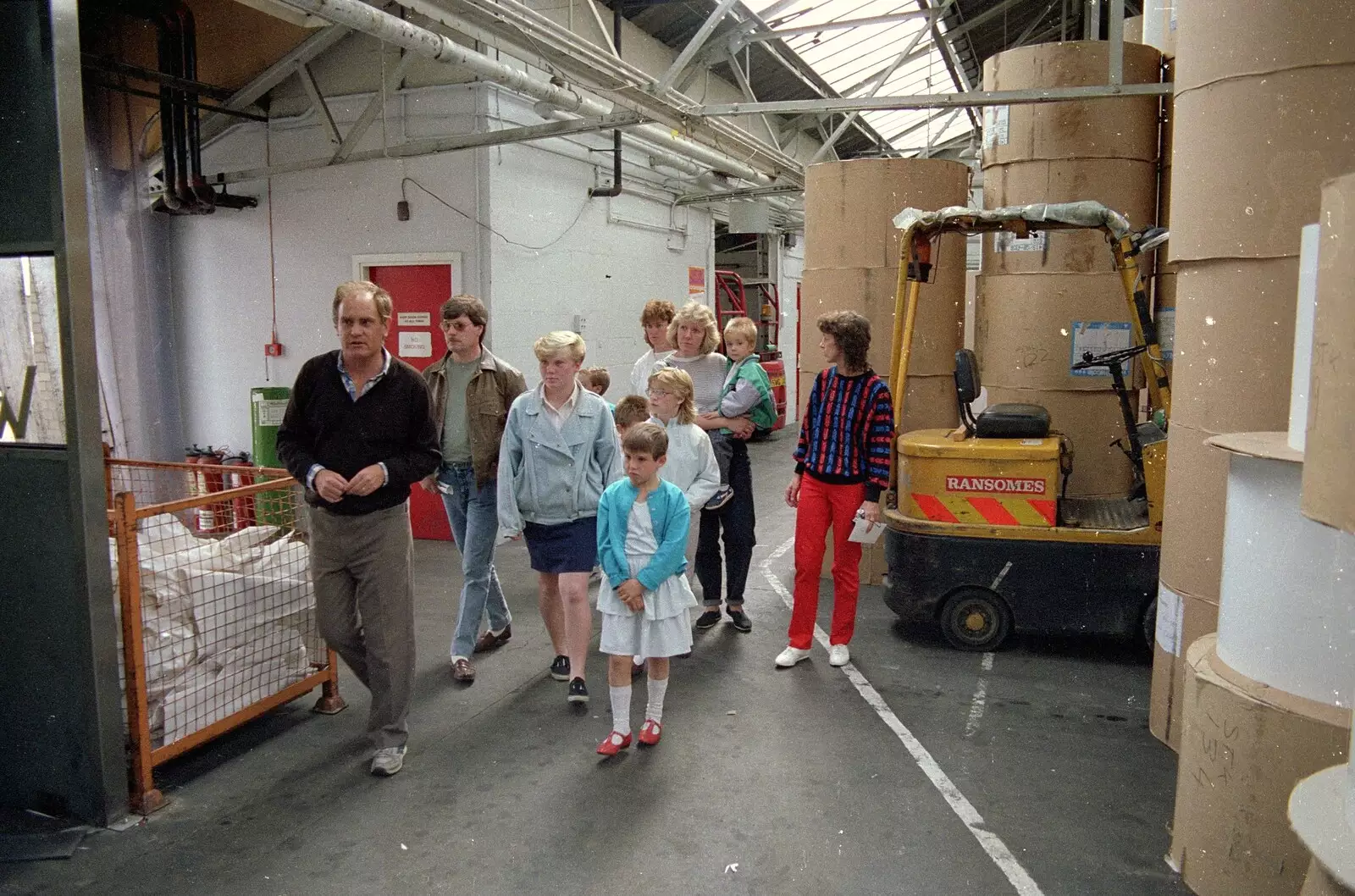 Colin takes the winners through the paper warehouse, from Somans: A Winner's Tour of the Factory, Norwich - 10th June 1988