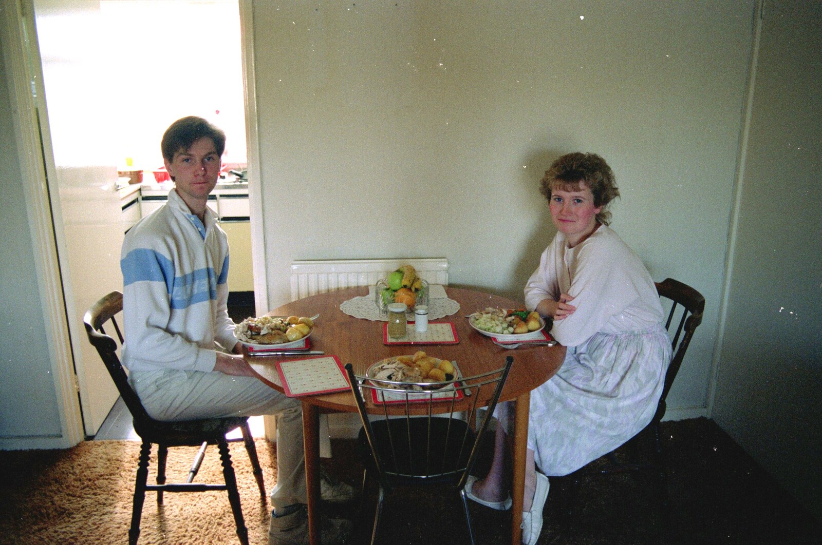Sean and Maria, and a roast dinner from Visiting Sean and Farnborough Airshow, Hampshire - 15th July 1988