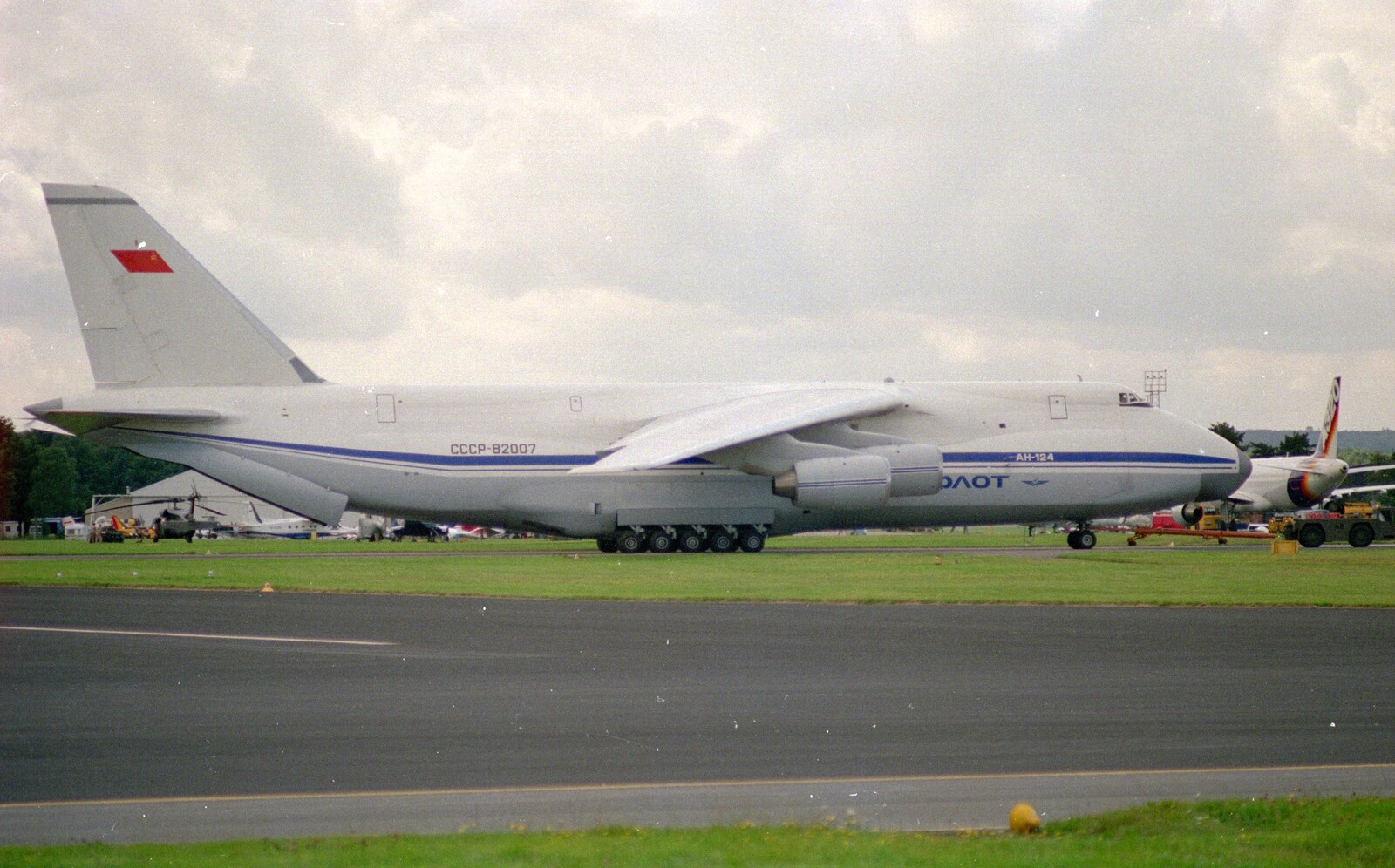 The Antonov side on - reg CCCP-82007 from Visiting Sean and Farnborough Airshow, Hampshire - 15th July 1988
