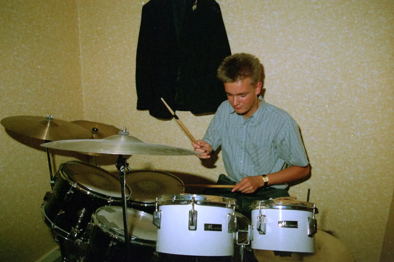 Nosher plays more drums, from Soman-Wherry and a Drumkit, Norwich and Red House, Norfolk - 22nd July 1988