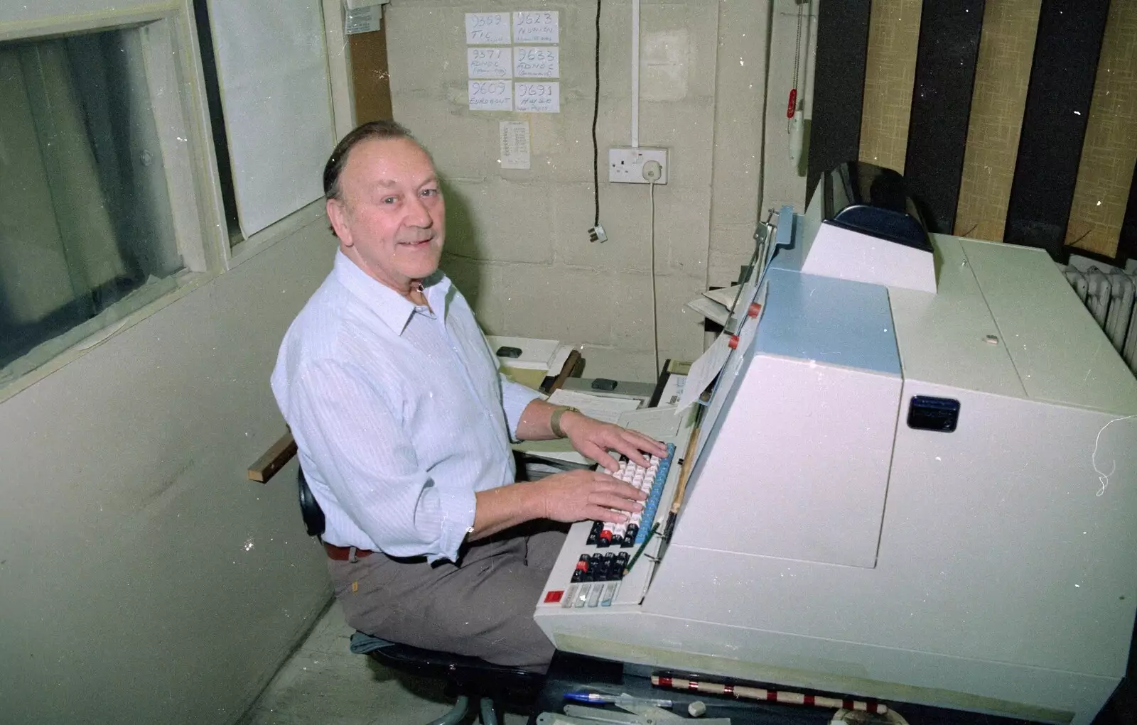 Leslie on the Linotype machine, from Soman-Wherry and a Drumkit, Norwich and Red House, Norfolk - 22nd July 1988