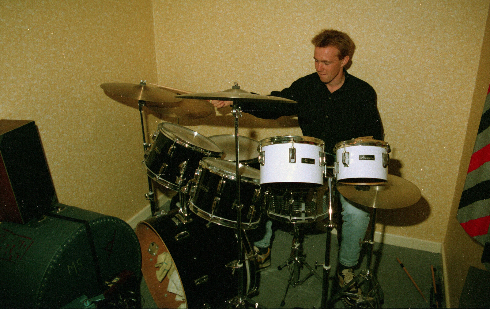 Martin on his drumkit from Soman-Wherry and a Drumkit, Norwich and Red House, Norfolk - 22nd July 1988