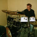 Martin on his drumkit, Soman-Wherry and a Drumkit, Norwich and Red House, Norfolk - 22nd July 1988