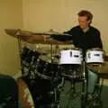 Martin on his drumkit, Soman-Wherry and a Drumkit, Norwich and Red House, Norfolk - 22nd July 1988