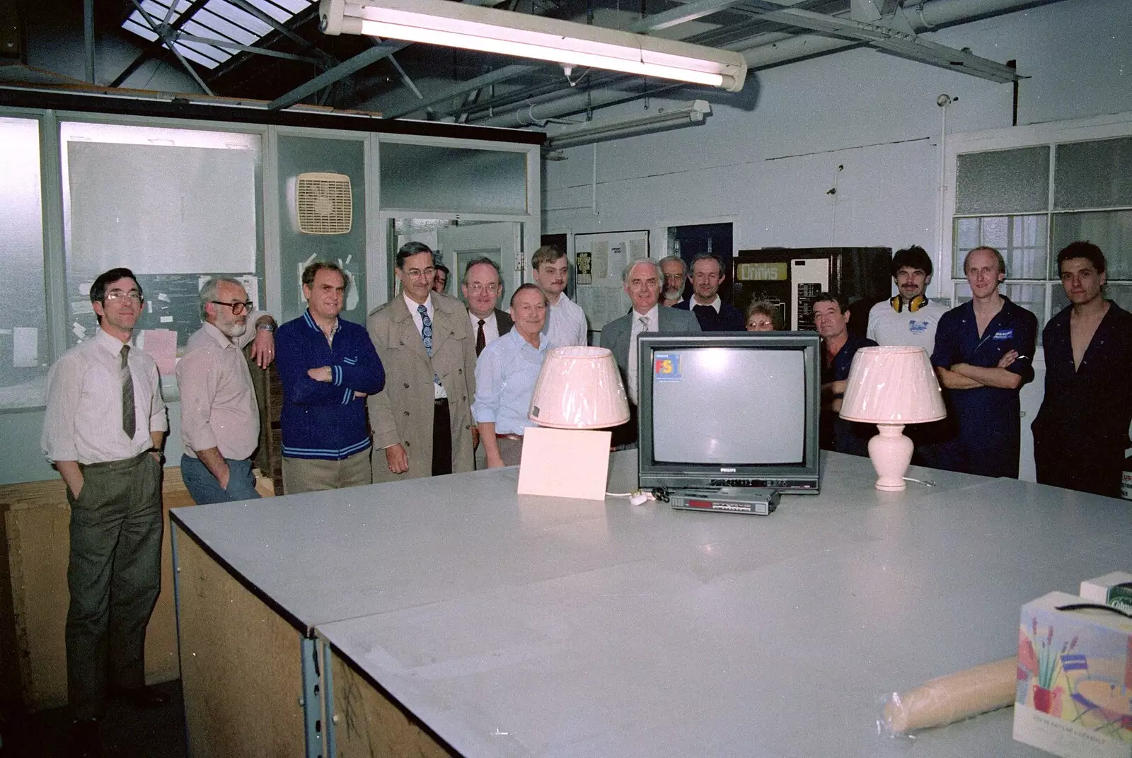 The factory employees gather for a send off, from Nosher Leaves Soman-Wherry Press, Norwich - 3rd August 1988