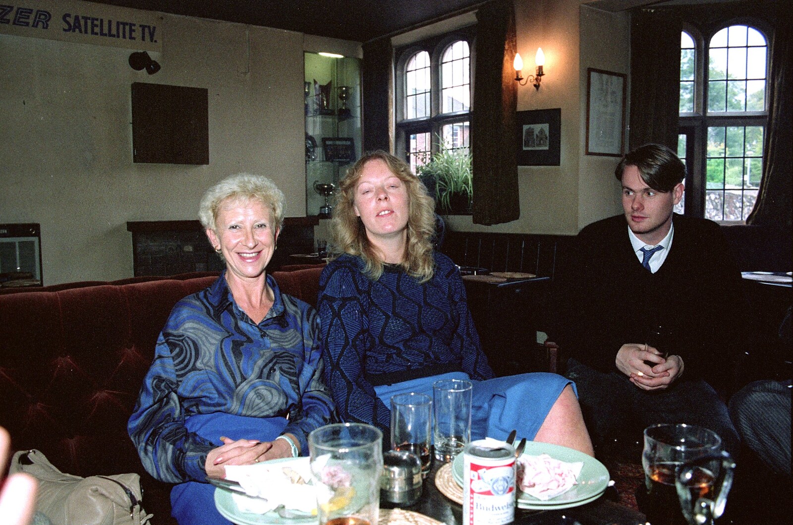 Valerie, Big Sue and Simon from Nosher Leaves Soman-Wherry Press, Norwich - 3rd August 1988