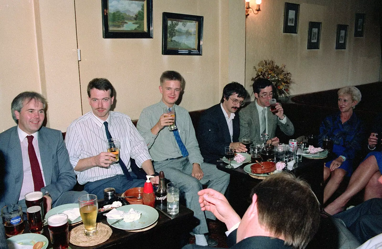 Alan, Simon, Nosher, Fishy Herring and Adrian , from Nosher Leaves Soman-Wherry Press, Norwich - 3rd August 1988