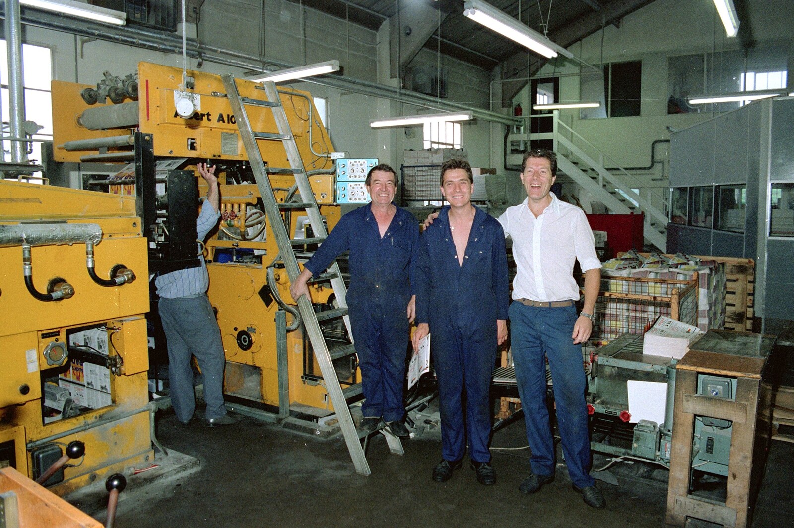 The boys in the factory on an Albert A101 press from Nosher Leaves Soman-Wherry Press, Norwich - 3rd August 1988