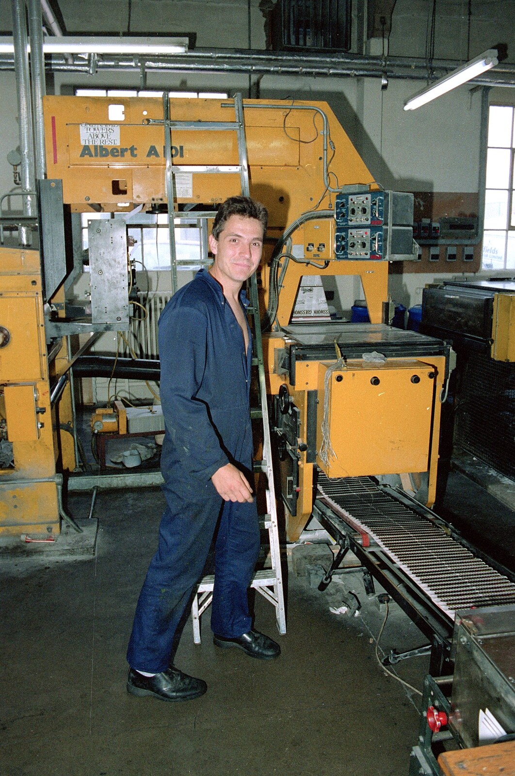 Milling around by the printing press from Nosher Leaves Soman-Wherry Press, Norwich - 3rd August 1988