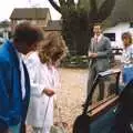 Mike and Mother head off in a car, Mother and Mike's Wedding Reception, Bransgore, Dorset - 20th August 1988