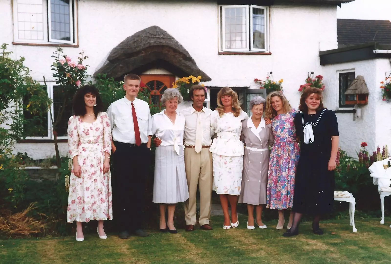 Another family group photo, from Mother and Mike's Wedding Reception, Bransgore, Dorset - 20th August 1988