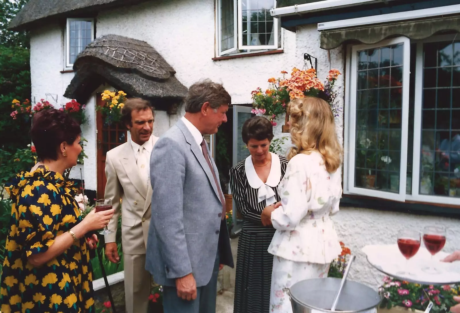 More chatting, from Mother and Mike's Wedding Reception, Bransgore, Dorset - 20th August 1988