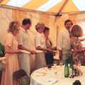 There's a queue for food, Mother and Mike's Wedding Reception, Bransgore, Dorset - 20th August 1988