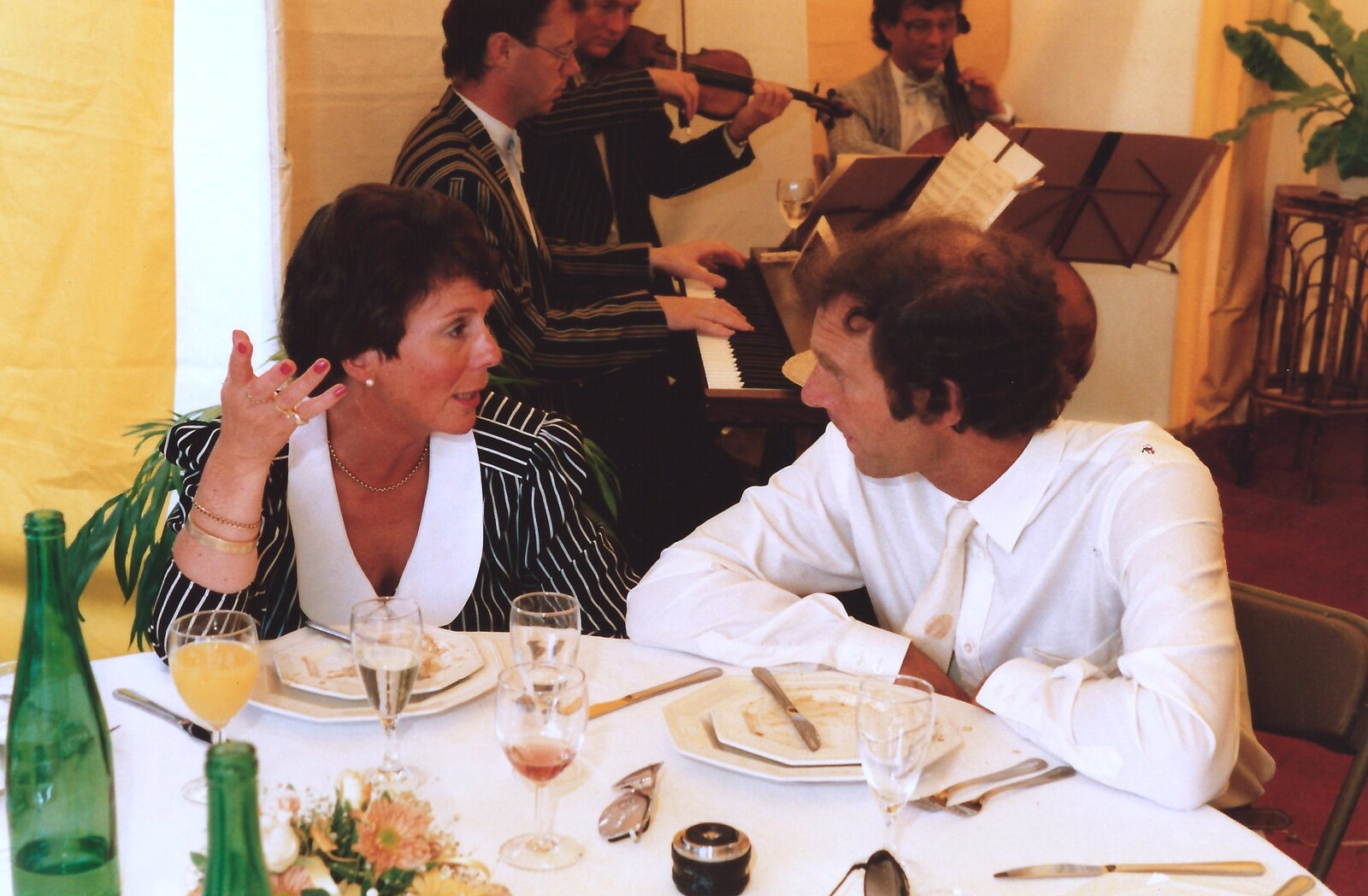 Judith and Mike have a chat from Mother and Mike's Wedding Reception, Bransgore, Dorset - 20th August 1988
