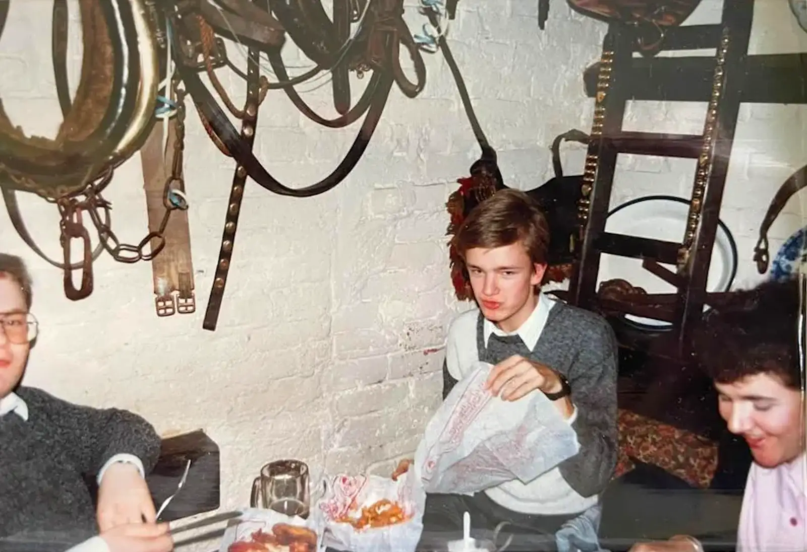 Hamish, Nosher and Liz eat out somewhere, from A Late 1980s Miscellany, Barton on Sea, Burton and Elsewhere - 1st September 1988