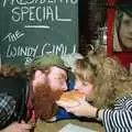 Gimli and Gus's hander share a burger, Uni: Gus Honeybun and the Windy Gimli Burger, Plymouth - 17th October 1988