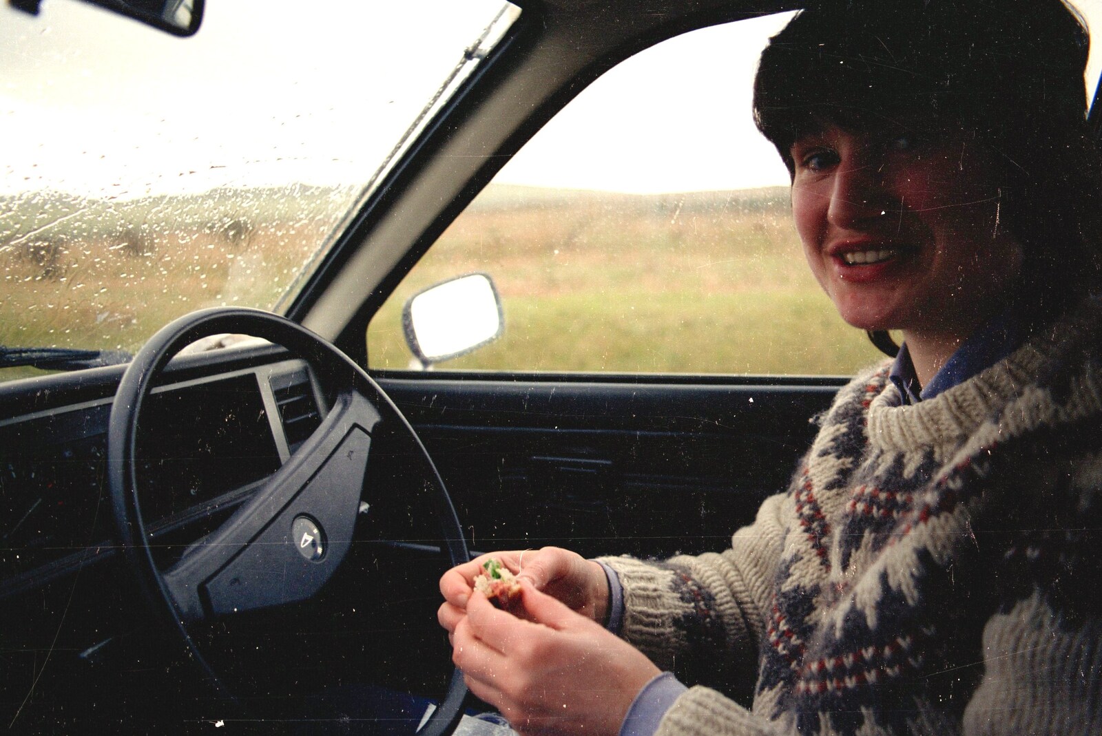 Angela in her Daihatsu Charade from Uni: Gus Honeybun and the Windy Gimli Burger, Plymouth - 17th October 1988