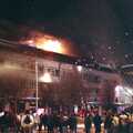 Crowds look on as the flames get hotter, Uni: The Fire-Bombing of Dingles, Plymouth, Devon - 19th December 1988