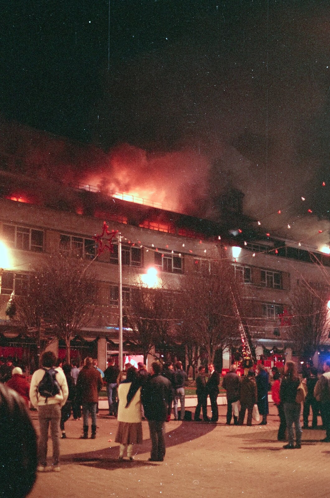 The fire on third floor is spreading from Uni: The Fire-Bombing of Dingles, Plymouth, Devon - 19th December 1988