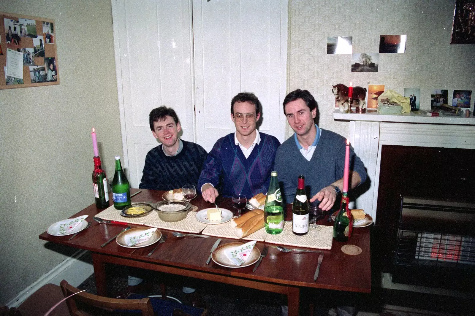 John, Chris and Riki, from Uni: A Dinner Party, Harbertonford and Buckfastleigh, Devon - 24th December 1988