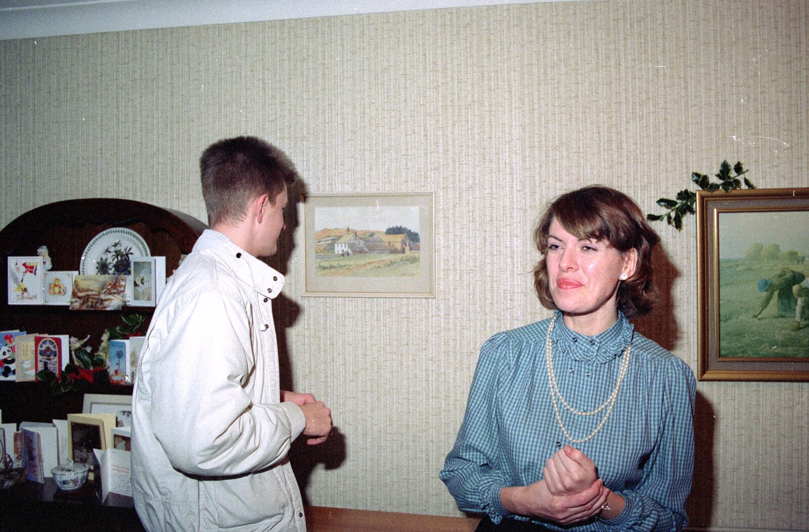 Nosher looks at a picture from Uni: A Dinner Party, Harbertonford and Buckfastleigh, Devon - 24th December 1988