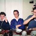 John's on the phone, Uni: A Dinner Party, Harbertonford and Buckfastleigh, Devon - 24th December 1988