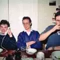 John's on the phone, Uni: A Dinner Party, Harbertonford and Buckfastleigh, Devon - 24th December 1988