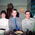 Angela, Nosher and Andy, Uni: A Dinner Party, Harbertonford and Buckfastleigh, Devon - 24th December 1988