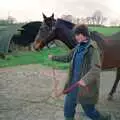 Angela takes Oberon out for a stroll, Uni: A Dinner Party, Harbertonford and Buckfastleigh, Devon - 24th December 1988