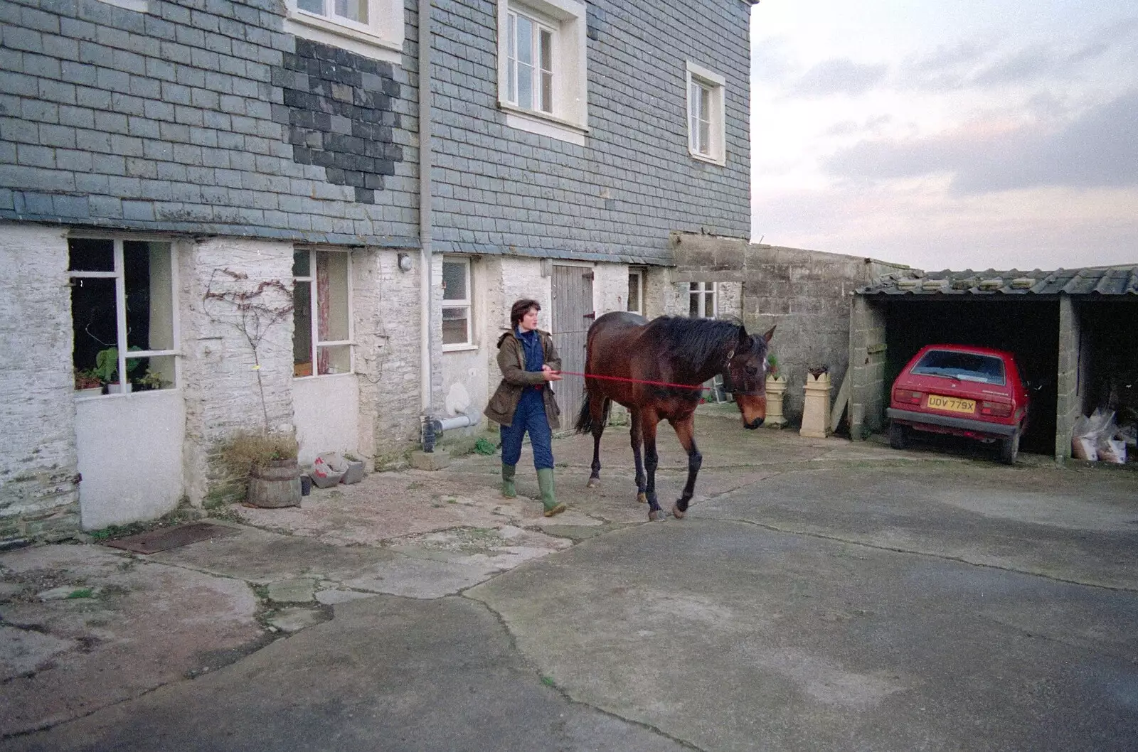 Angela and Oberon at Pitt Farm, from Uni: A Dinner Party, Harbertonford and Buckfastleigh, Devon - 24th December 1988