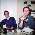 Riki holds up a glass of wine, Uni: A Dinner Party, Harbertonford and Buckfastleigh, Devon - 24th December 1988