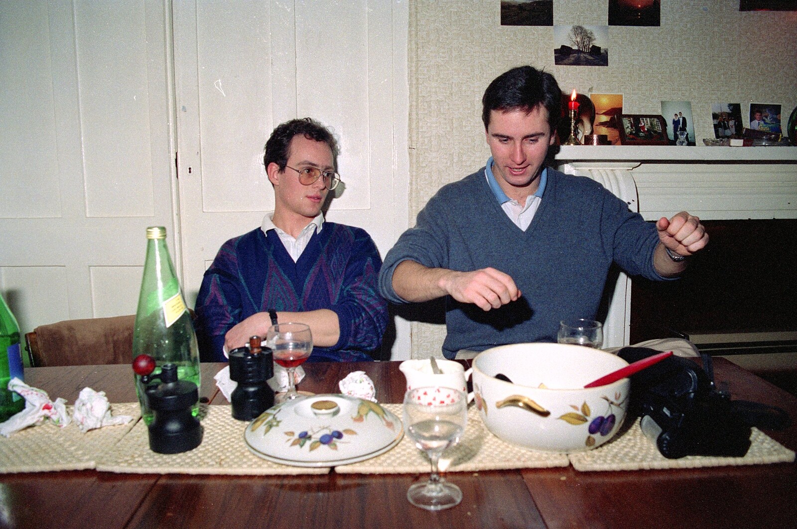Riki does a table boogie from Uni: A Dinner Party, Harbertonford and Buckfastleigh, Devon - 24th December 1988