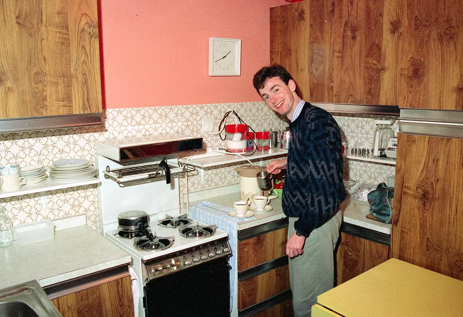 John makes the tea, from Uni: A Dinner Party, Harbertonford and Buckfastleigh, Devon - 24th December 1988