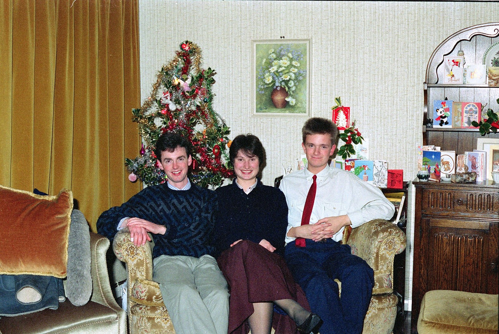 John, Angela and Nosher from Uni: A Dinner Party, Harbertonford and Buckfastleigh, Devon - 24th December 1988